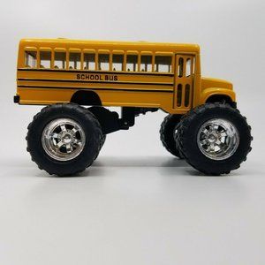 Kinsfun Motorized Pull Back Yellow School Bus Monster Truck Diecast Toy 5 in